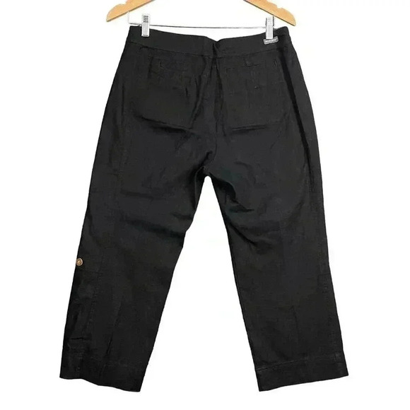 Woolrich Black Linen Cotton Capri Pants Sz 6 Style 1210 Casual Pockets Women's - Picture 2 of 14